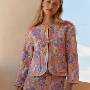 Floral Crop Tie Jacket by Mus & Bombom